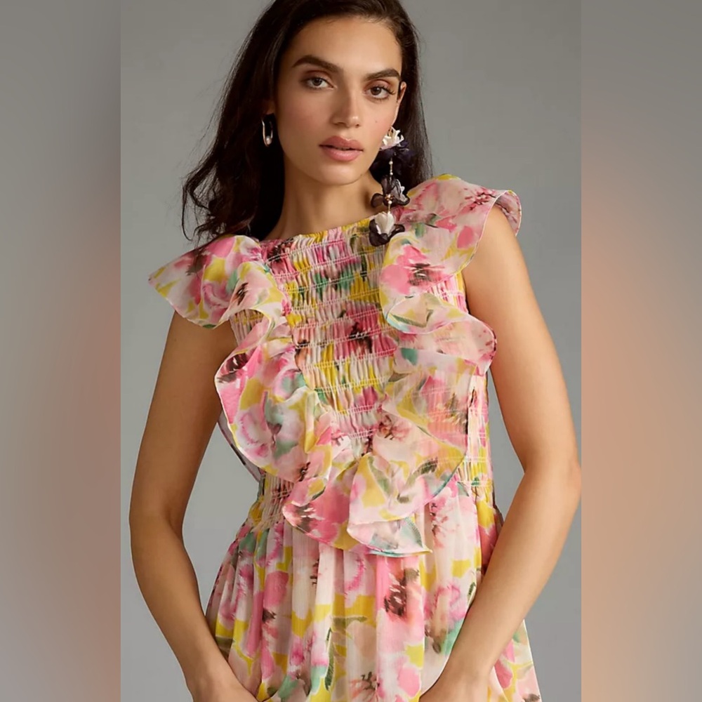 Anthropologie MISA Los Angeles Trova Reversible Ruffle Maxi Dress. Size XS. NWOT
